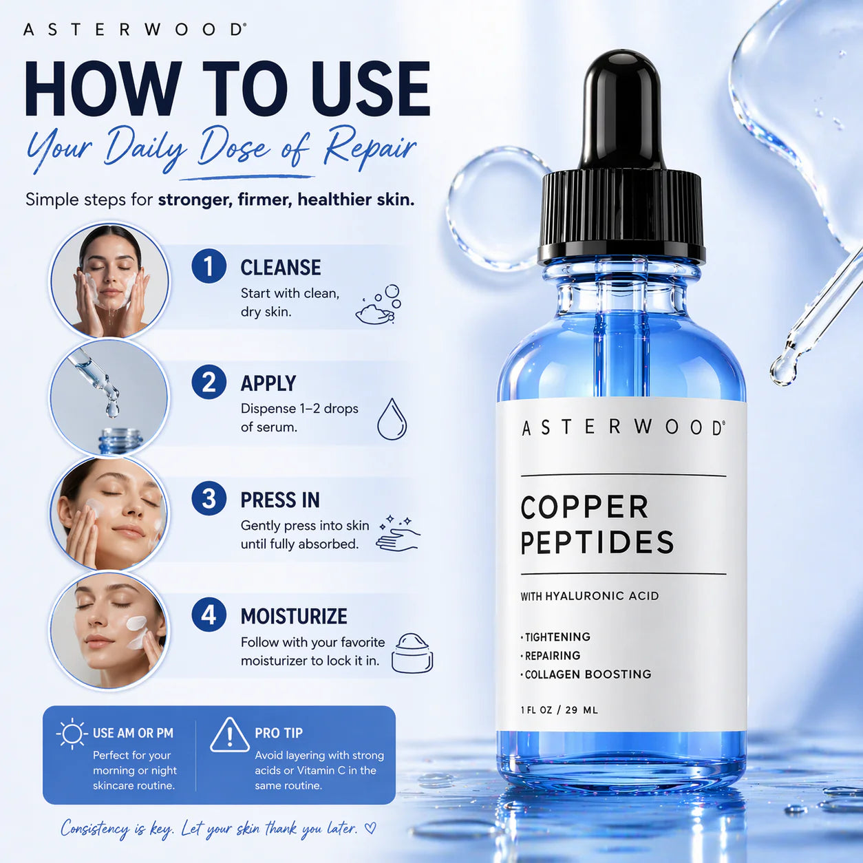 Asterwood Copper Peptides Ghk-Cu FIRMING SERUM
