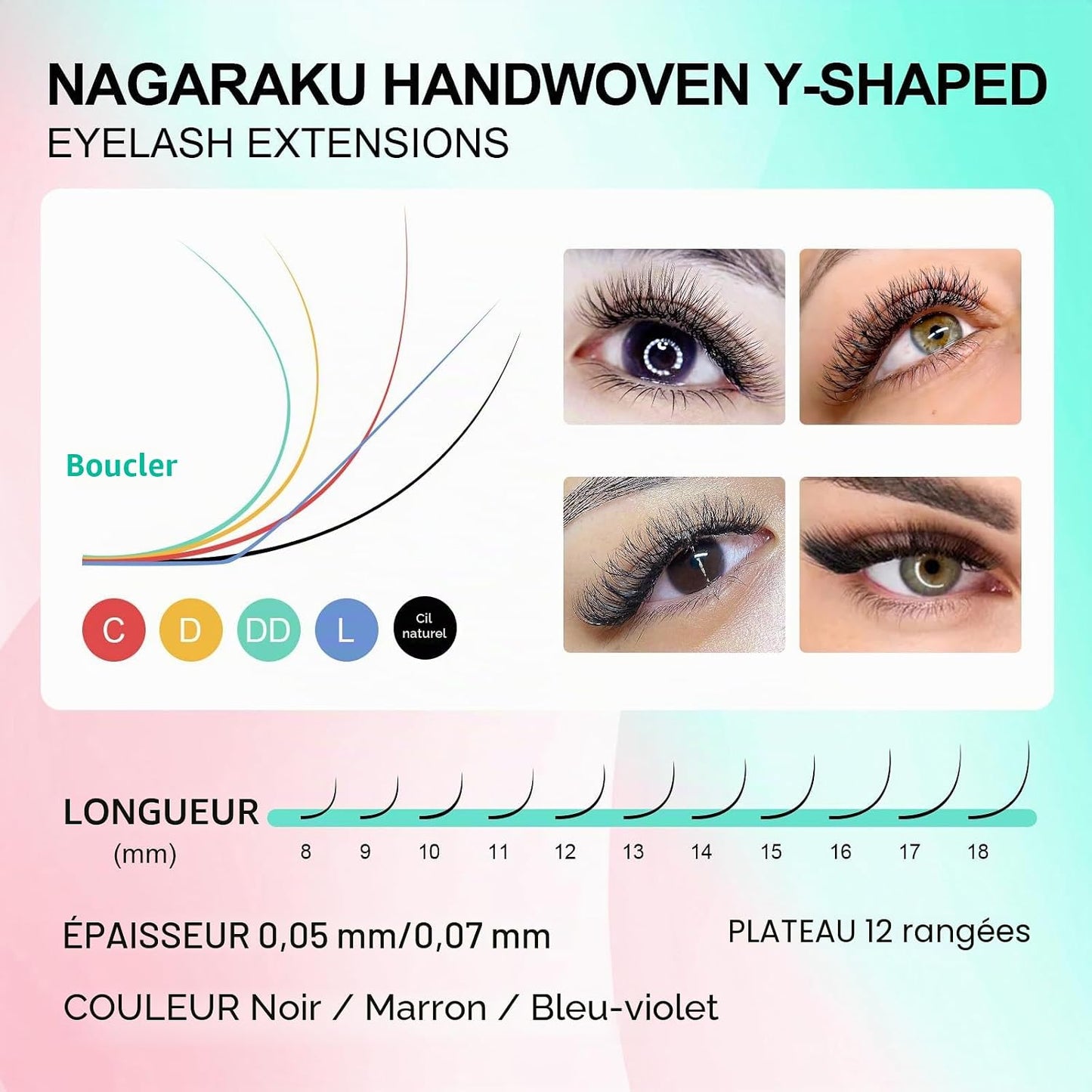 YY Cils 0.05 C 8-15Mm Mat Noir Volume Russe Éventails Préfaits | Double Pointes & Effet 4D Légers Doux Base Fine Moelleux Pour Une Application Rapide Et Un Fini Volume Uniforme Naturel