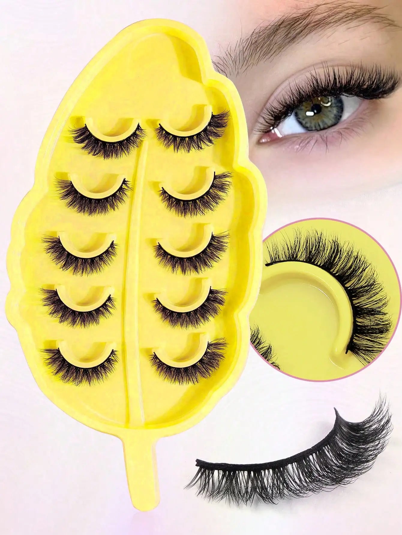 5 Pairs Cat Eye Lashes Faux Mink Eyelashes Winged End Eye Elongated Eyelashes Natural Long Manga Lashes Fake Lashes Makeup