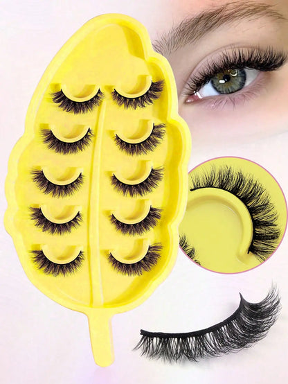 5 Pairs Cat Eye Lashes Faux Mink Eyelashes Winged End Eye Elongated Eyelashes Natural Long Manga Lashes Fake Lashes Makeup