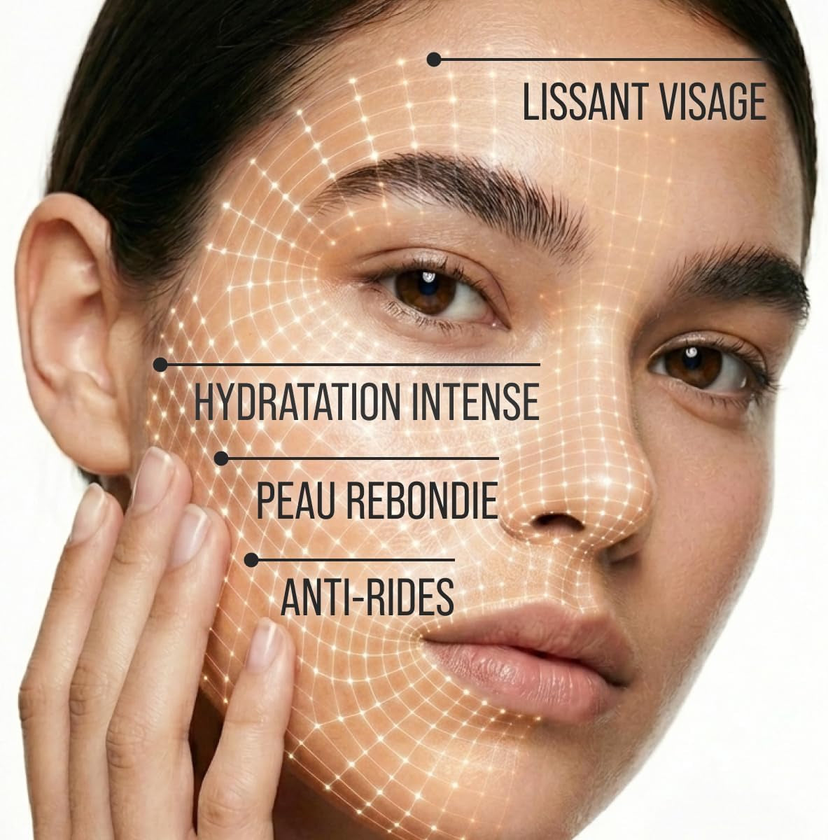 Crème Coréenne Anti-Âge Visage & Cou, L'Acide Hyaluronique, 40 Ml | Avec Vitamine C, Rouleau De Massage, Gel Hydratant, Effet Liftant, Peau Repulpée, Double Menton