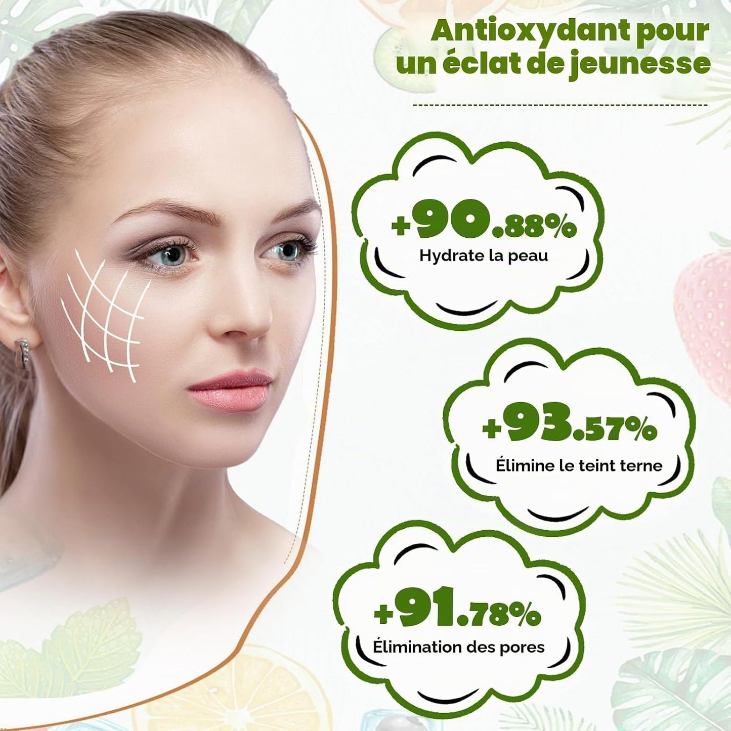 Masque Visage Au Fruit, Beauté De Masque Visage Tissu Hydratant, Coréen Masque De Réparation De La Peau, Vegan Masque De Visage Biologique, Hydratation Profonde, 7 Pieases