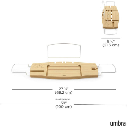 Aquala - Pont De Baignoire Extensible En Bambou, Naturel