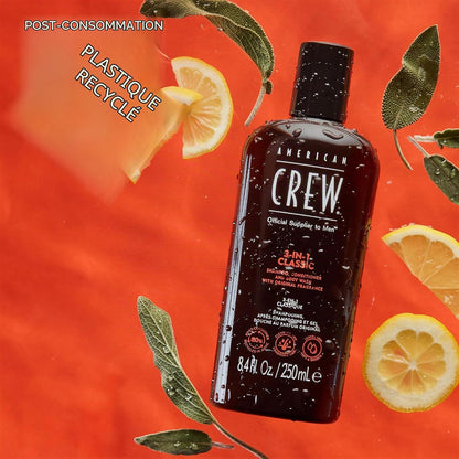 American Crew Shampoing 3 En 1 Corps Et Cheveux Original 1L | Shampooing, Après-Shampoing Et Gel Douche En Un Seul Geste, Revitalise, Hydrate Et Apaise Cheveux Et Corps.