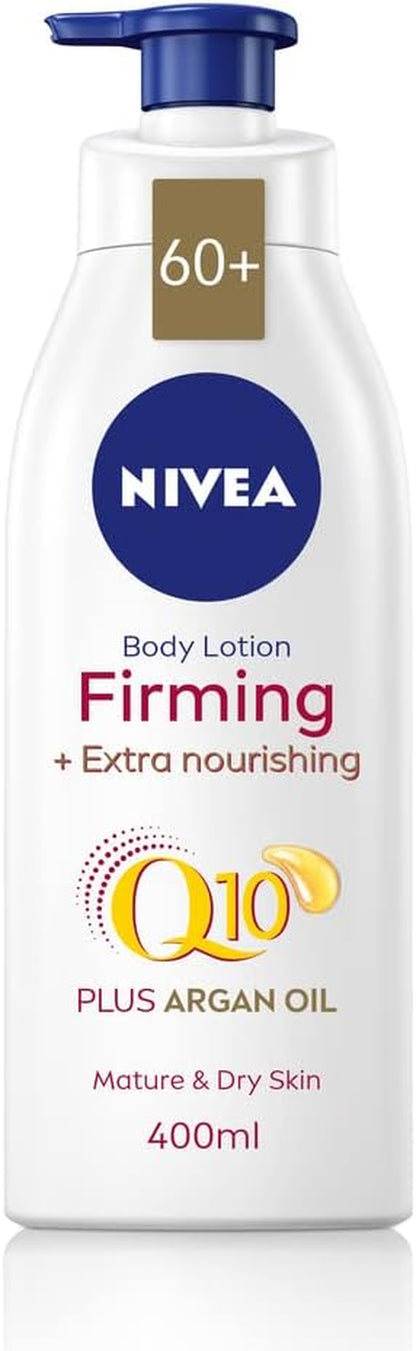 Q10 60+ Lotion Corporelle Pour Peaux Matures (400 Ml), Crème Raffermissante Nourrissante Avec Q10 Et Huile D'Argan, Crème Hydratante  72H Pour Peaux Vieillissantes Et Matures