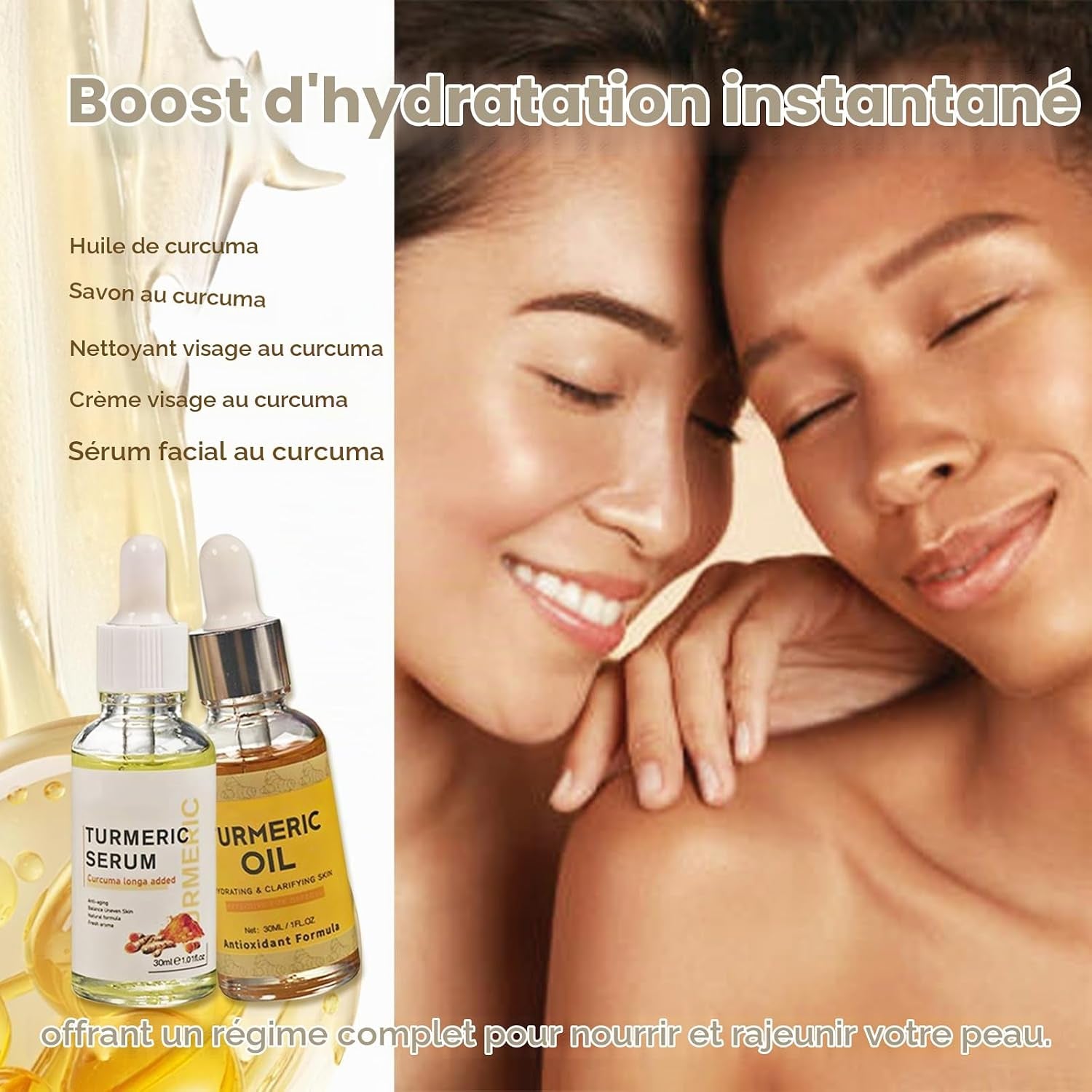Soins Pour Le Visage À La Curcuma, 5 Produits Skincare Coffret Beauté Femme Avec Nettoyant, Huile De Curcuma, Serum Hydratant Visage, Creme Visage, Savon Au Curcuma, Coffret Cadeau Femme