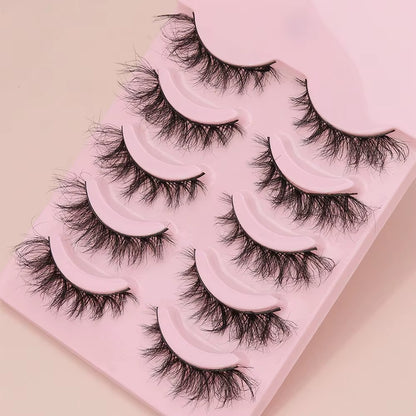5 Pairs Cat Eye Lashes Faux Mink Eyelashes Winged End Eye Elongated Eyelashes Natural Long Manga Lashes Fake Lashes Makeup