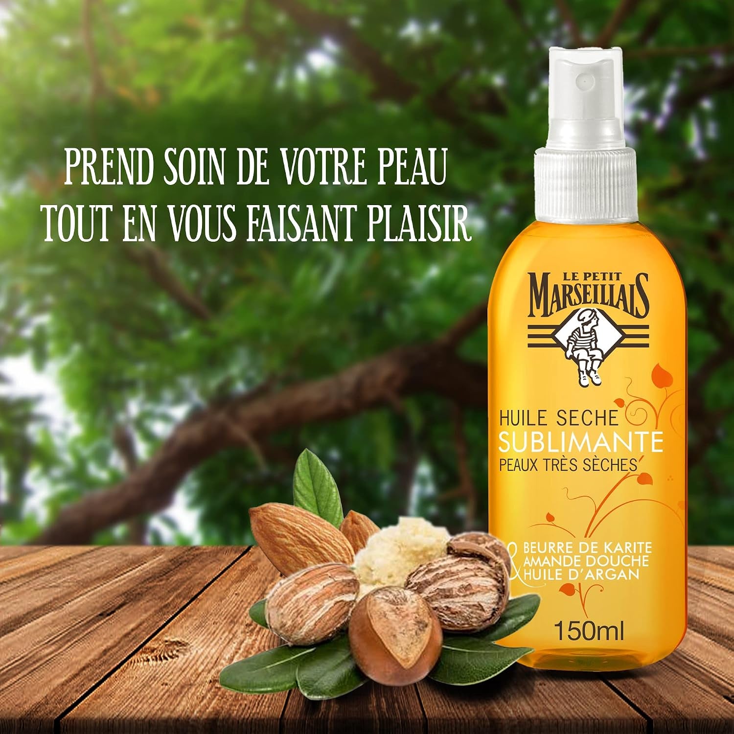 | Huile Sèche Sublimante Peaux Très Sèches (Vaporisateur De 150 Ml) – Huile Corps Au Beurre De Karité, Amande Douce Et Huile D'Argan – Spray Soin Du Corps Hydratation 24 H