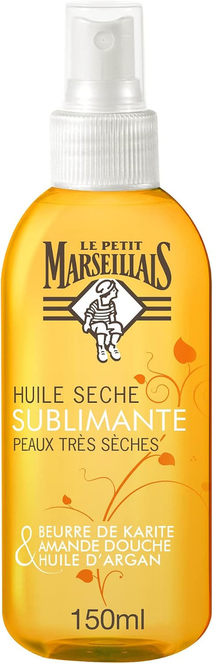 | Huile Sèche Sublimante Peaux Très Sèches (Vaporisateur De 150 Ml) – Huile Corps Au Beurre De Karité, Amande Douce Et Huile D'Argan – Spray Soin Du Corps Hydratation 24 H