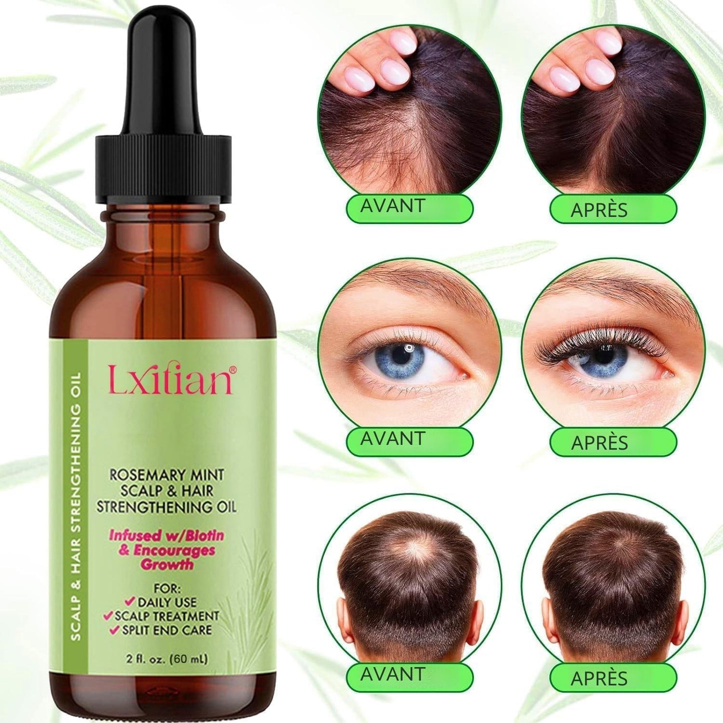 Huile De Romarin 100% Naturelle Pour Cheveux - Pure Organics Rosemary Mint Oil - Stimule La Croissance Et Prévient La Chute Des Cheveux