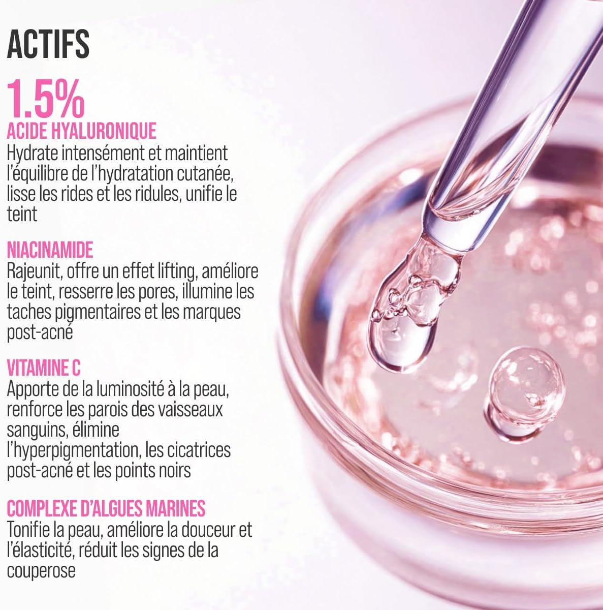 Crème Coréenne Anti-Âge Visage & Cou, L'Acide Hyaluronique, 40 Ml | Avec Vitamine C, Rouleau De Massage, Gel Hydratant, Effet Liftant, Peau Repulpée, Double Menton