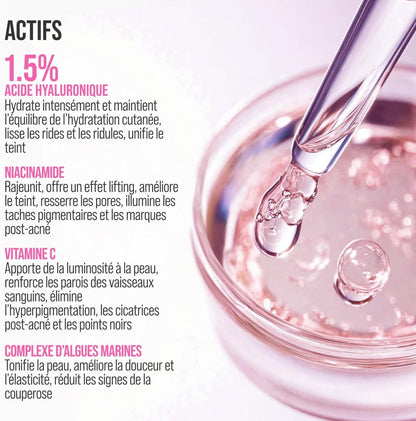 Crème Coréenne Anti-Âge Visage & Cou, L'Acide Hyaluronique, 40 Ml | Avec Vitamine C, Rouleau De Massage, Gel Hydratant, Effet Liftant, Peau Repulpée, Double Menton