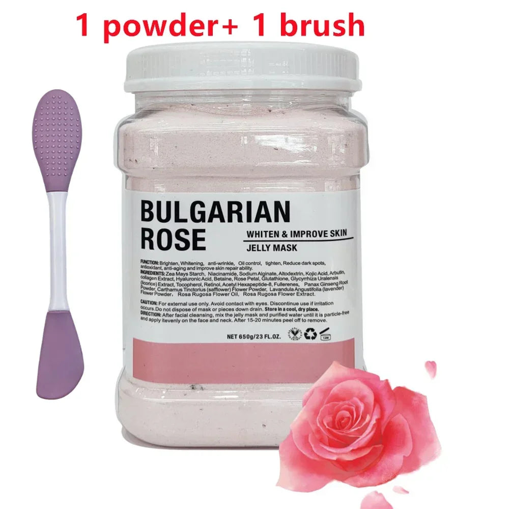 650G Chamomile Hyaluronic Acid Facial Moisturizing Mask Powder with Silicone Brush Increasing Skin Elasticity Rose Jelly Mask