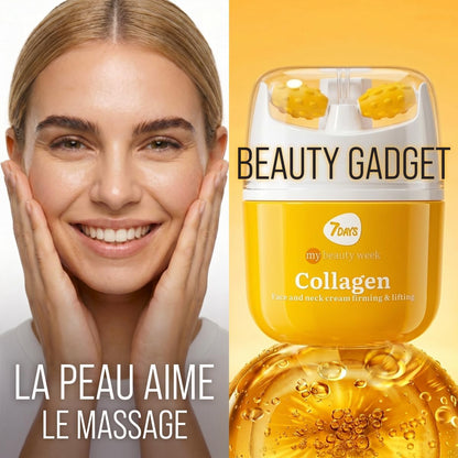 Crème Coréenne Anti-Âge Visage & Cou, Collagène, 40 Ml | Rouleau De Massage, Effet Liftant, Fermeté Et Élasticité, Action Lissante Et Repulpante, Double Menton