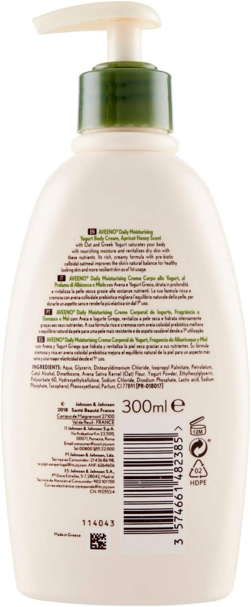 Daily Mosturising Crème Pour Le Corps Hydratant Au Yaourt, Crème Pour Le Corps Parfumée Au Miel Et Abricot, Crème Hydratante Pour Le Corps Peau Sèche À L'Avoine Et Le Yaourt Grec, 300 Ml