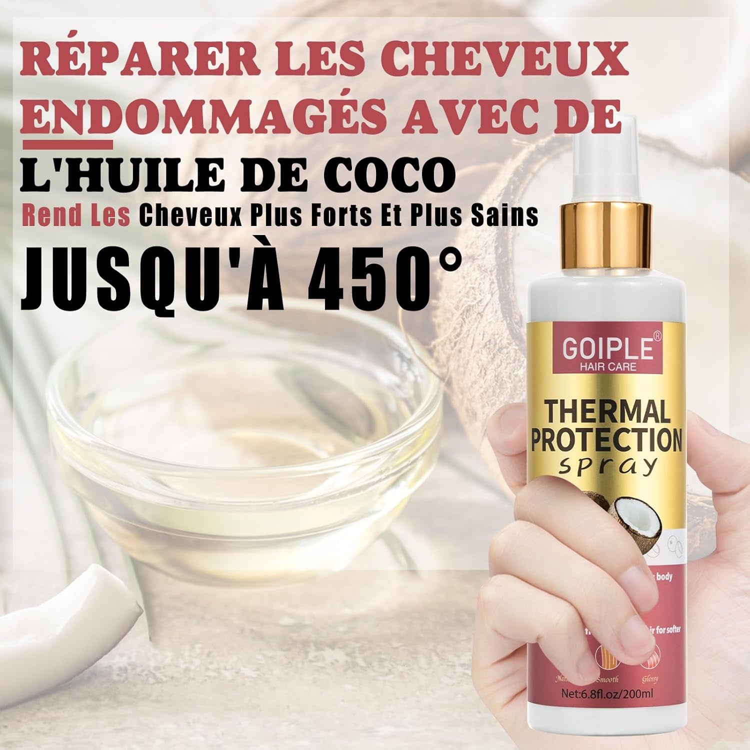 Spray Protecteur Contre La Chaleur Pour Les Cheveux Produit Protecteur Contre La Chaleur - Coconut Hair Heat Protectant Benefit Treatment Spray Thermal Protector Spray