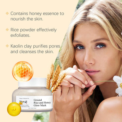 Honey Mask Blackhead Remover Shrink Pores Purified Skin Brightening Oil Control Rice Mud Mask for Face Skin Care Products