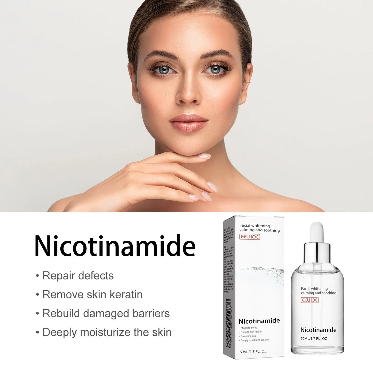 Nicotinamide Face Serum Nourish Face Contour Facial W-Hitening Shrink Pores Pigmentation Remover Skin Care Products 50Ml