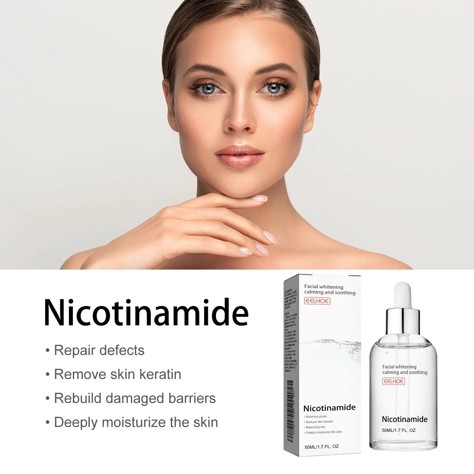Nicotinamide Face Serum Nourish Face Contour Facial W-Hitening Shrink Pores Pigmentation Remover Skin Care Products 50Ml