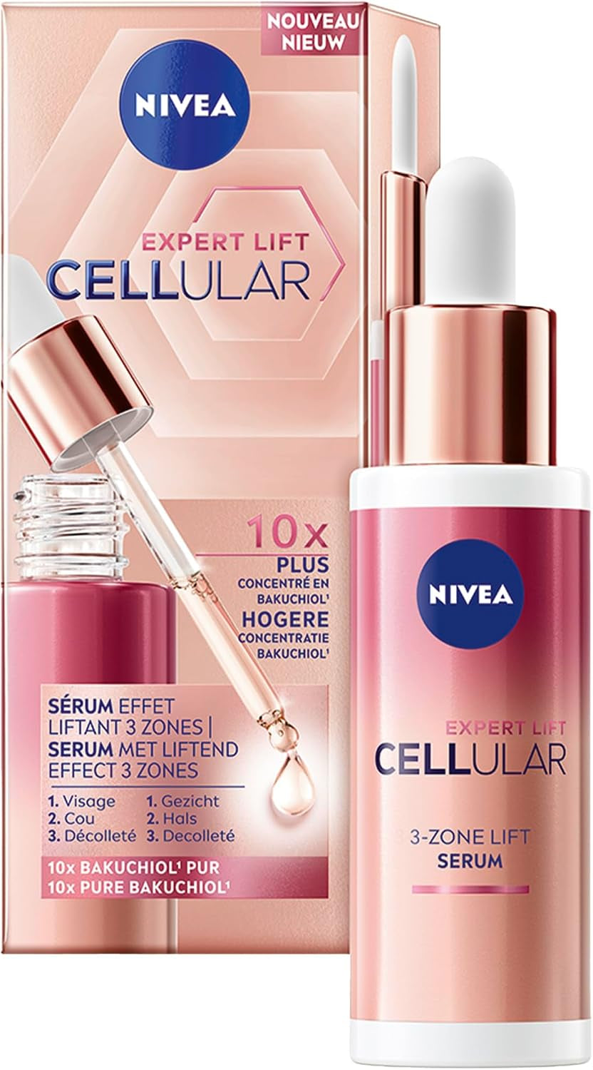 Cellular Expert Lift Sérum Visage Effet Liftant 3 Zones (1 X 30 Ml), Soin Visage anti Ride Concentré En Bakuchiol, Pour Visage, Cou & Décolleté