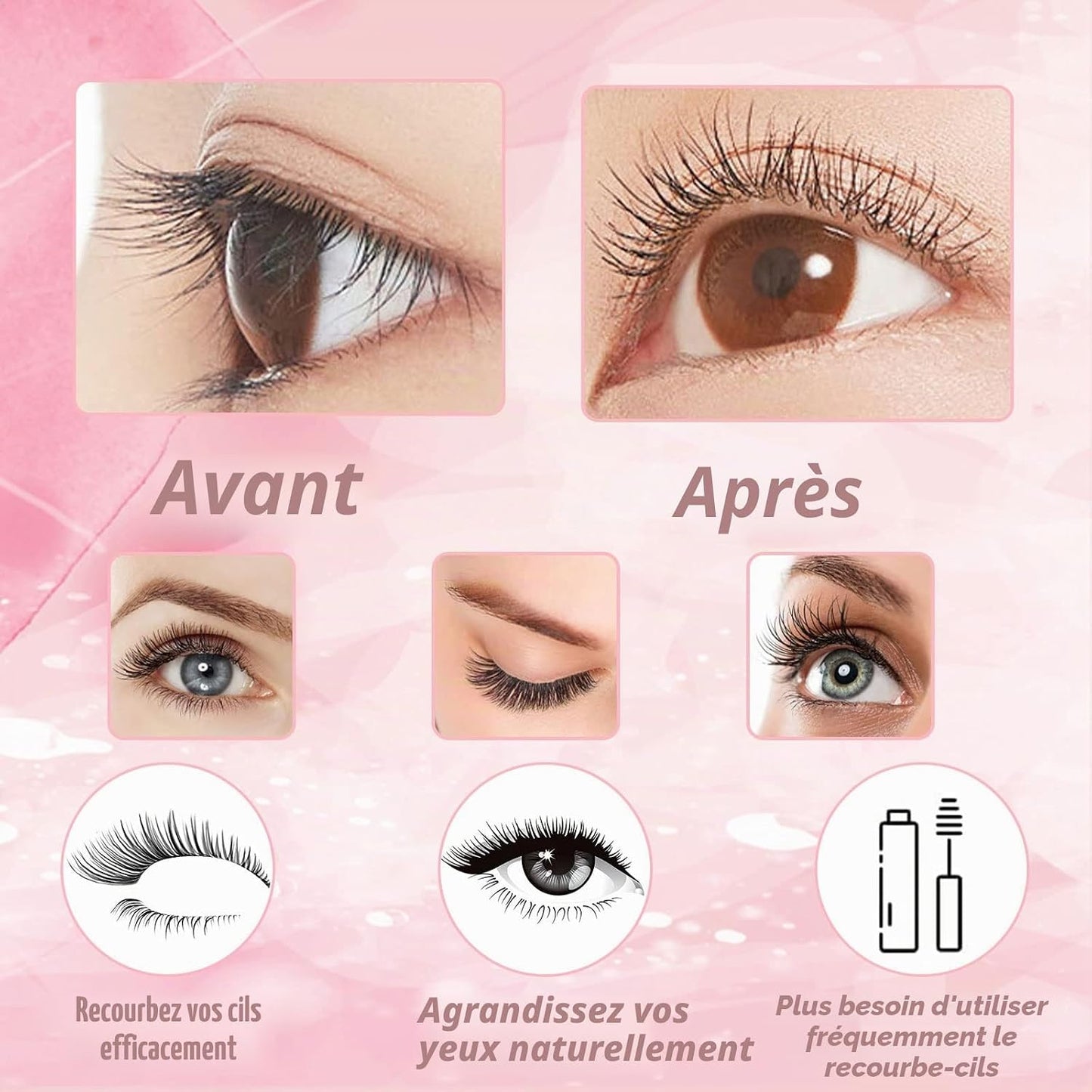 Kit De Levage De Cils Semi-Permanent, Comprend Des Coussinets En Silicone, Un Liquide De Nettoyage, Des Outils De Maquillage Naturels Pour Les Yeux Courbés, Pour Salon De Bricolage, Fêtes, 5
