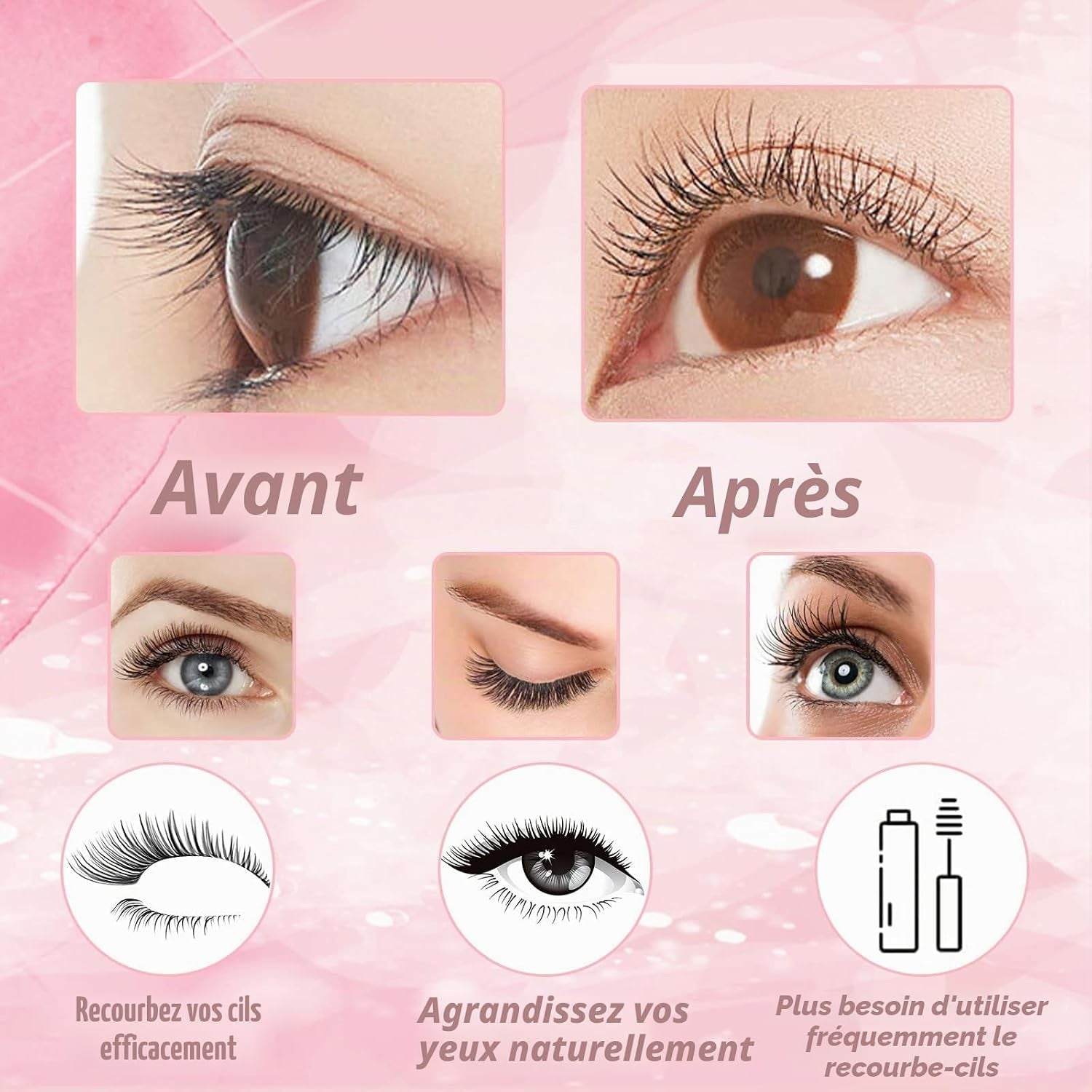 Kit De Levage De Cils Semi-Permanent, Comprend Des Coussinets En Silicone, Un Liquide De Nettoyage, Des Outils De Maquillage Naturels Pour Les Yeux Courbés, Pour Salon De Bricolage, Fêtes, 5