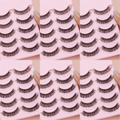 5 Pairs Cat Eye Lashes Faux Mink Eyelashes Winged End Eye Elongated Eyelashes Natural Long Manga Lashes Fake Lashes Makeup