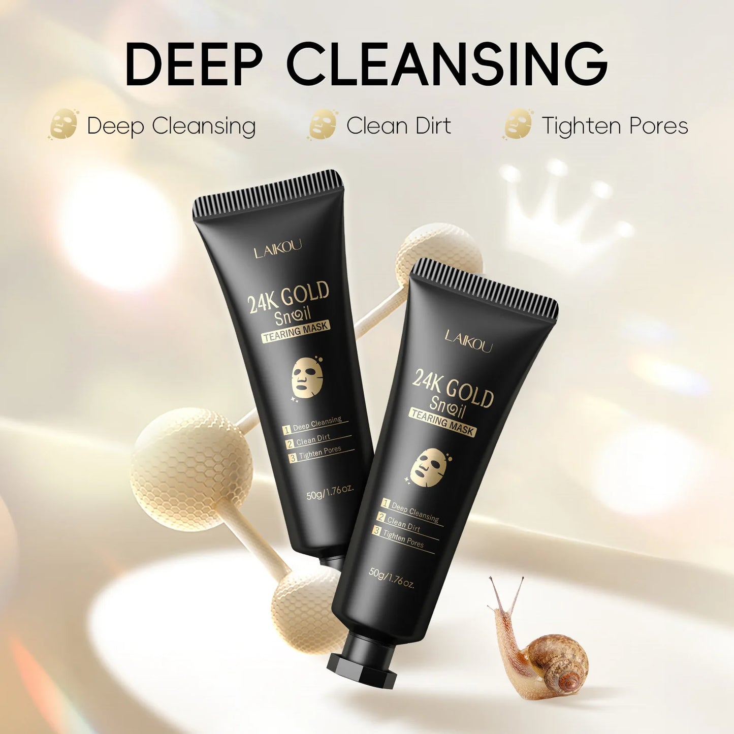 24K Gold Snail Collagen Peel off Tearing Face Mask Deep Cleansing Remove Blackhead Face Care 50G