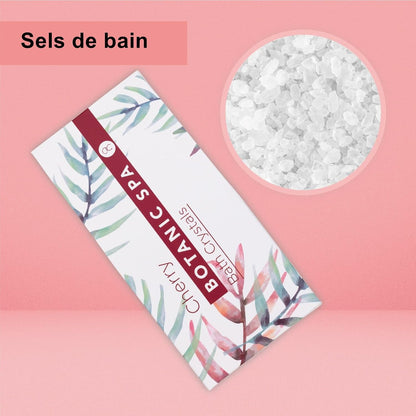 - Set De Bain Pour Femme CHERRY SPA Dans Un Panier - Set De Soins 4 Pièces Avec Gel Douche, Sel De Bain & Lotion Pour Le Corps - Cadeau Bien-Être Anniversaire Ou Saint-Valentin | 150 Ml De Gel Douche, 60 Ml De Lotion Pour Le Corps, 150 G De Sel De Bain, Éponge En Maille De 10 G, Panier En Jonc De Mer