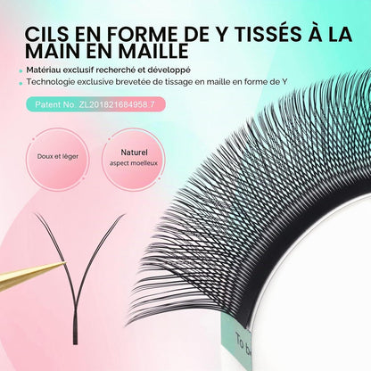 YY Cils 0.05 C 8-15Mm Mat Noir Volume Russe Éventails Préfaits | Double Pointes & Effet 4D Légers Doux Base Fine Moelleux Pour Une Application Rapide Et Un Fini Volume Uniforme Naturel