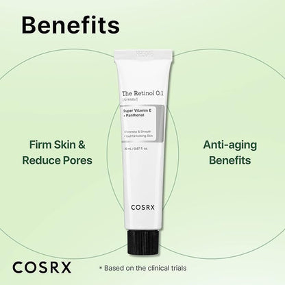 Crème Au Rétinol 0,1 0,67 Fl.Oz. Crème Anti-Âge Au Rétinoïde 0,1% Pour Le Visage, Les Ridules Et Les Signes De L'Âge, Soin Doux Pour La Peau, 20 G, Korean Skincare