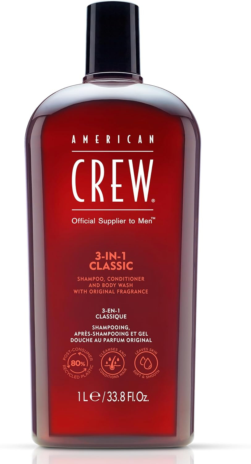 American Crew Shampoing 3 En 1 Corps Et Cheveux Original 1L | Shampooing, Après-Shampoing Et Gel Douche En Un Seul Geste, Revitalise, Hydrate Et Apaise Cheveux Et Corps.