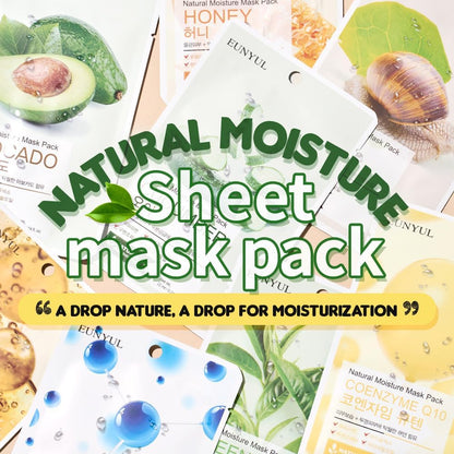[PAQUET DE 10]  Masque En Feuille De Natural Moisture Masque Visage 10 Tpyes Soins De La Peau Coréens