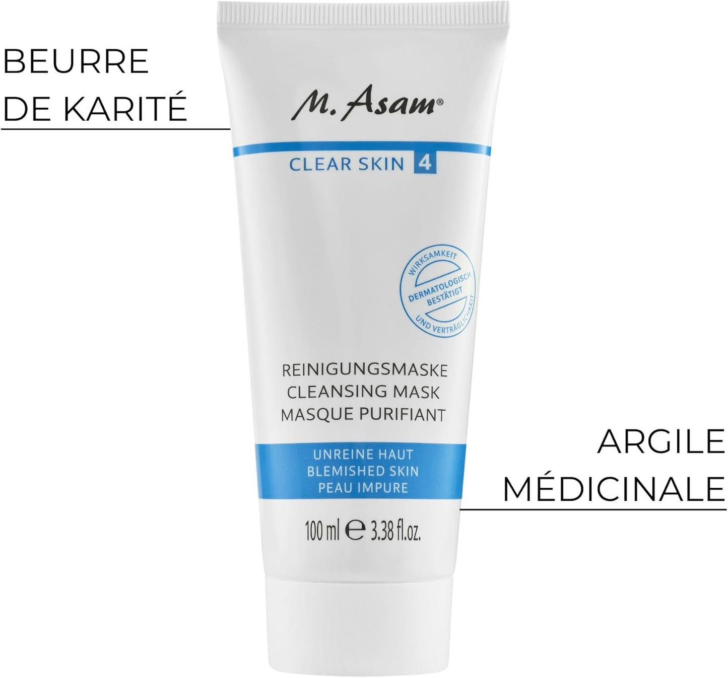 CLEAR SKIN Cleansing Mask (100 Ml) - Masque Visage À L'Argile Apaisant, Combat Les Boutons, Les Impuretés Et Réduit Les Pores, Soin Visage À L'Argile Contre L'Acne, Végétalien