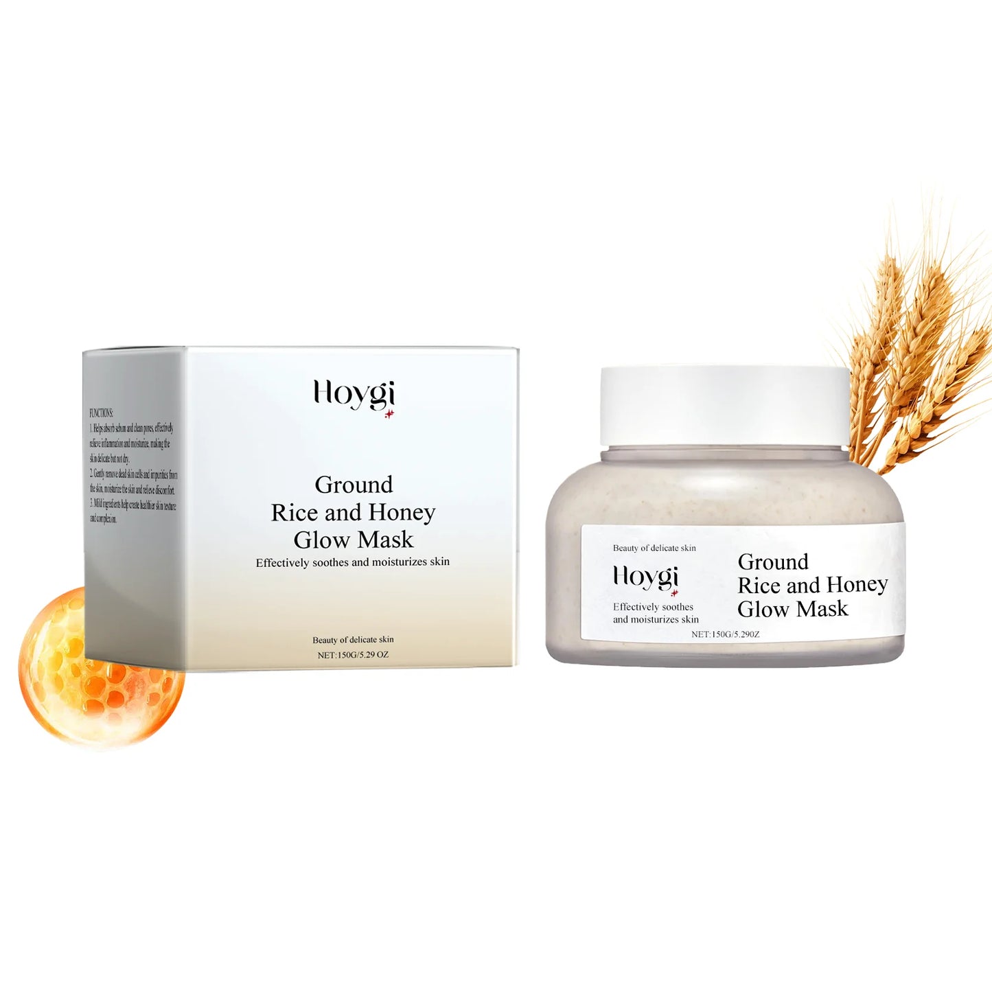 Honey Mask Blackhead Remover Shrink Pores Purified Skin Brightening Oil Control Rice Mud Mask for Face Skin Care Products