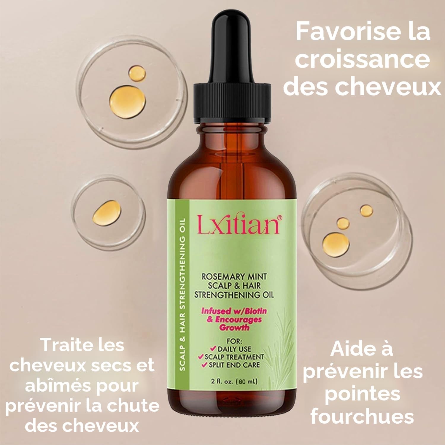 Huile De Romarin 100% Naturelle Pour Cheveux - Pure Organics Rosemary Mint Oil - Stimule La Croissance Et Prévient La Chute Des Cheveux