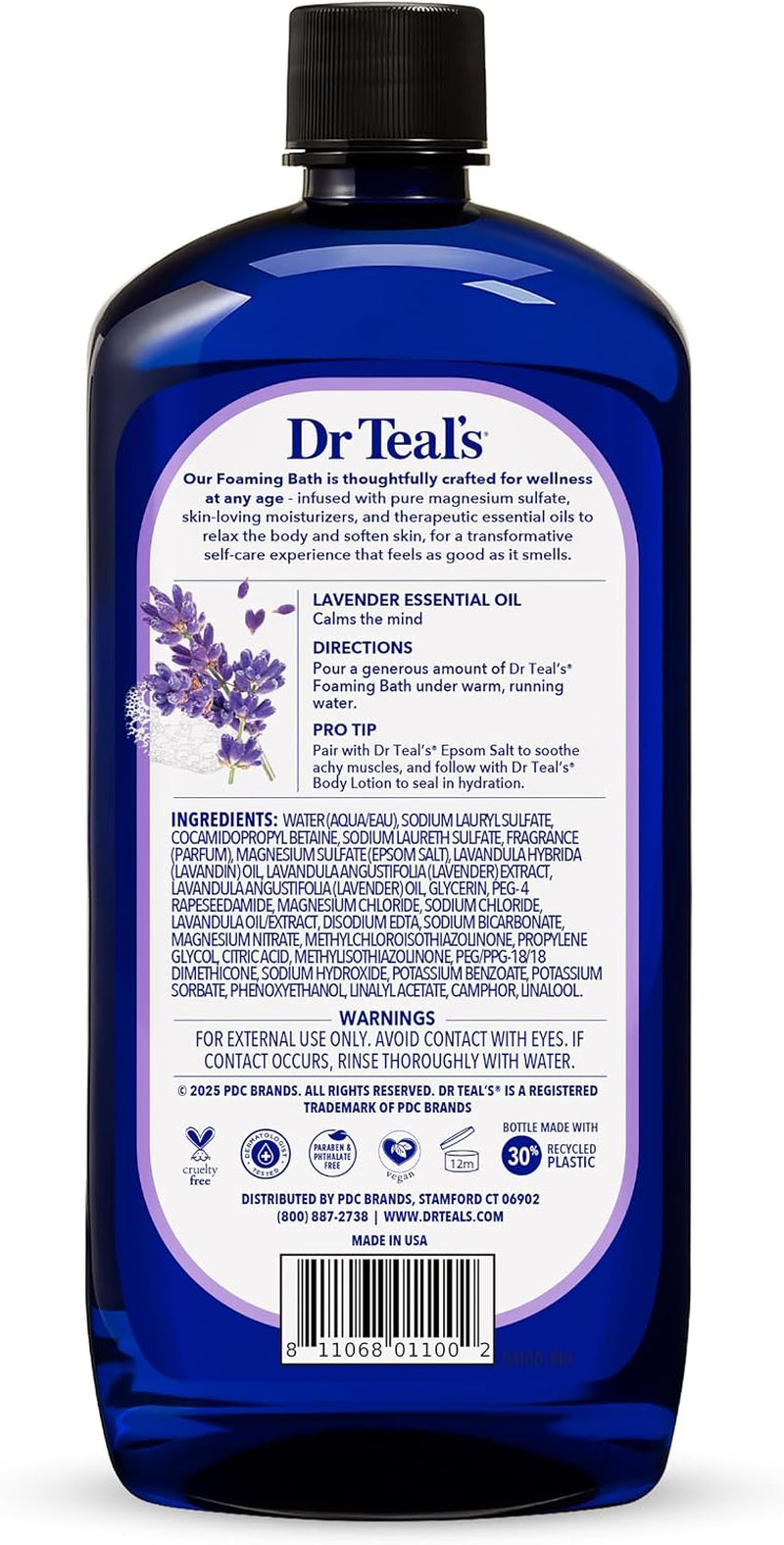 - Bain Moussant Au Sel D'Epsom Pur Et Lavande - Pour L’Apaisement Et Le Sommeil - 1 Litre