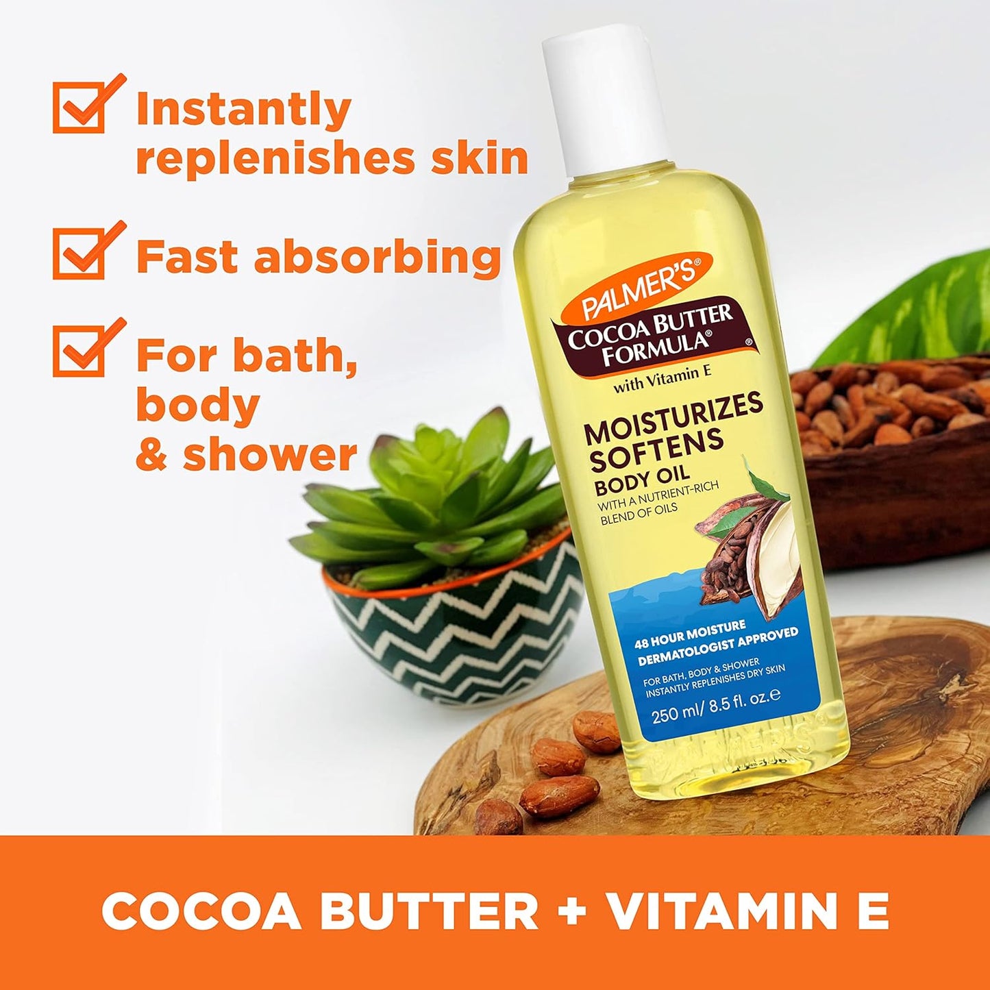 Palmers Cocoa Butter Formula with Vitamin E Moisturizing Body Oil for Unisex 8.5 Oz Oil
