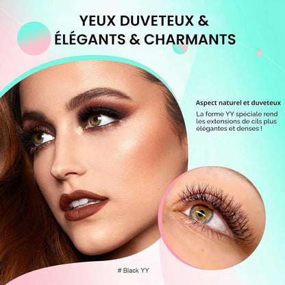 YY Cils 0.05 C 8-15Mm Mat Noir Volume Russe Éventails Préfaits | Double Pointes & Effet 4D Légers Doux Base Fine Moelleux Pour Une Application Rapide Et Un Fini Volume Uniforme Naturel