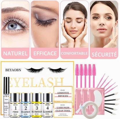 Kit De Levage De Cils Semi-Permanent, Comprend Des Coussinets En Silicone, Un Liquide De Nettoyage, Des Outils De Maquillage Naturels Pour Les Yeux Courbés, Pour Salon De Bricolage, Fêtes, 5