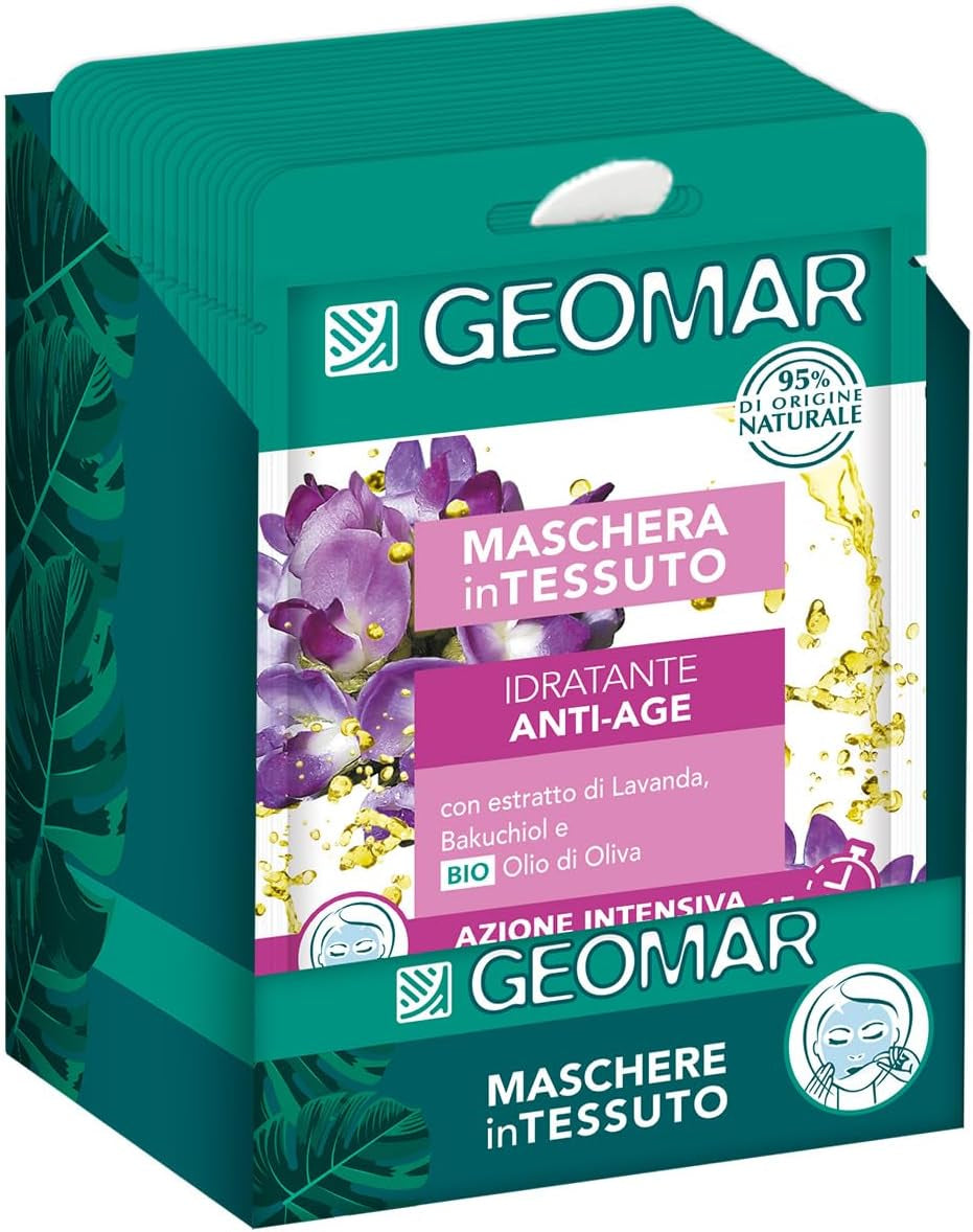 | Masque En Tissu, Hydratant Anti-Âge, 95% D’Origine Naturelle, Testé Dermatologiquement, Formule Végan, 24 X 22 Ml