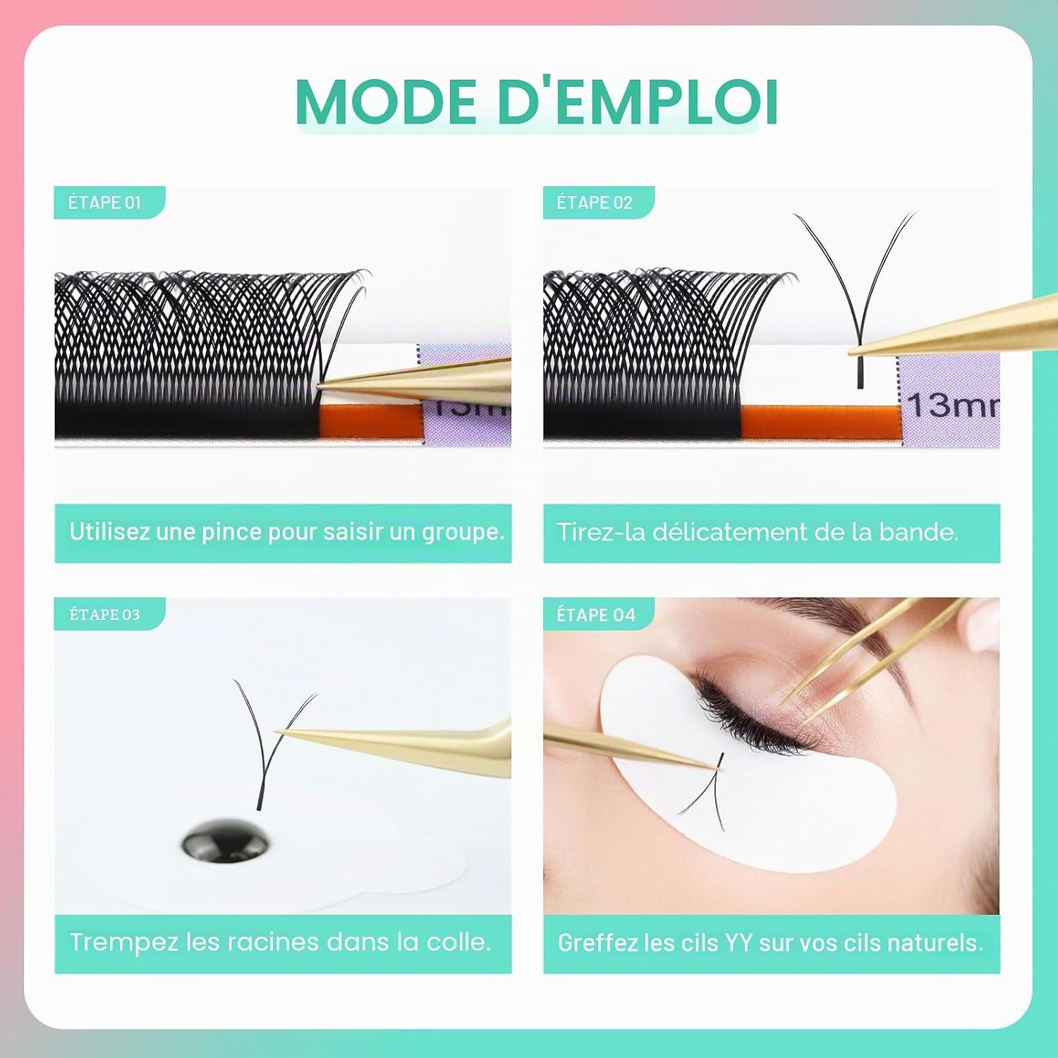 YY Cils 0.05 C 8-15Mm Mat Noir Volume Russe Éventails Préfaits | Double Pointes & Effet 4D Légers Doux Base Fine Moelleux Pour Une Application Rapide Et Un Fini Volume Uniforme Naturel