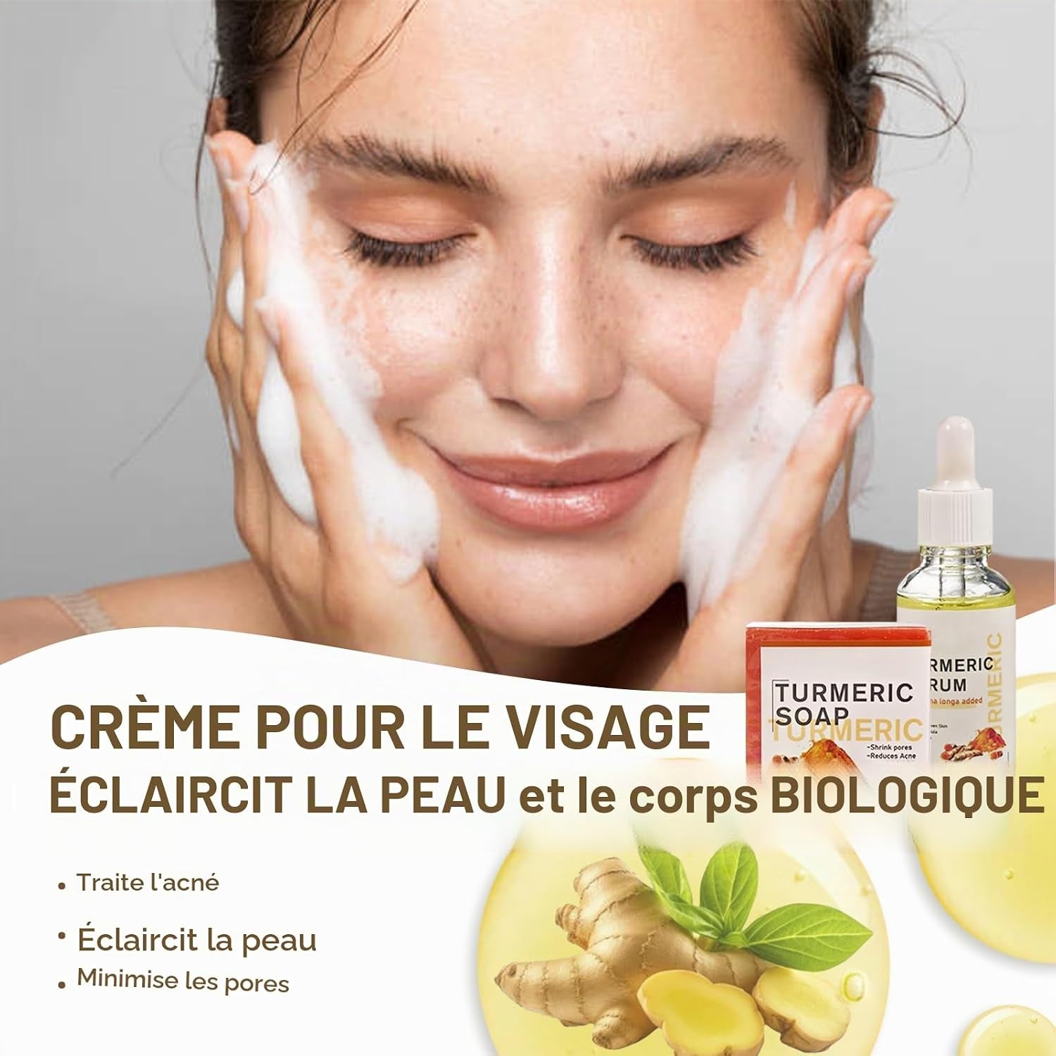 Soins Pour Le Visage À La Curcuma, 5 Produits Skincare Coffret Beauté Femme Avec Nettoyant, Huile De Curcuma, Serum Hydratant Visage, Creme Visage, Savon Au Curcuma, Coffret Cadeau Femme