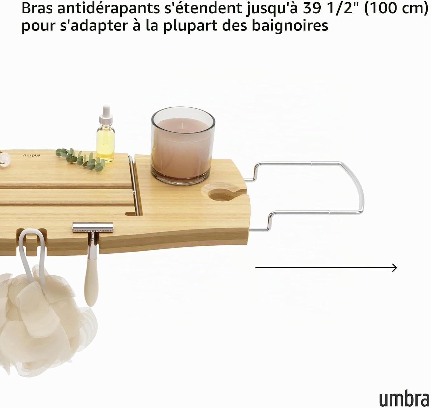Aquala - Pont De Baignoire Extensible En Bambou, Naturel