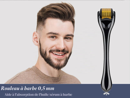 Kit De Croissance De Barbe  Avec Rouleau Dermique De 0,5 Mm Et Sérum De Croissance De Barbe De 30 Ml, Stimule La Croissance De La Barbe Chez Les Hommes