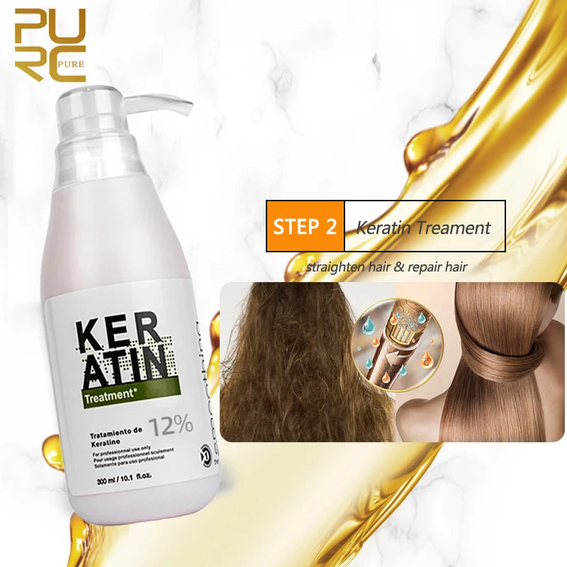Brazilian Keratin Hair Treatment Formalin Professional Straightening Smoothing Curly Hair Frizz Dry Repair Cream Hair Care