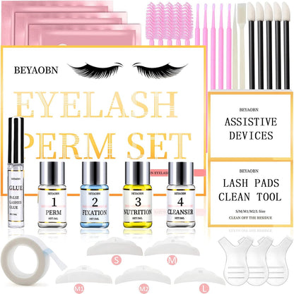 Kit De Levage De Cils Semi-Permanent, Comprend Des Coussinets En Silicone, Un Liquide De Nettoyage, Des Outils De Maquillage Naturels Pour Les Yeux Courbés, Pour Salon De Bricolage, Fêtes, 5