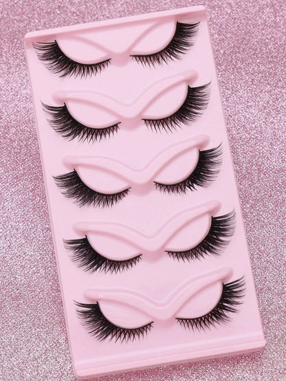 5 Pairs Cat Eye Lashes Faux Mink Eyelashes Winged End Eye Elongated Eyelashes Natural Long Manga Lashes Fake Lashes Makeup