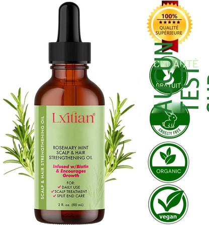 Huile De Romarin 100% Naturelle Pour Cheveux - Pure Organics Rosemary Mint Oil - Stimule La Croissance Et Prévient La Chute Des Cheveux