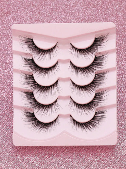 5 Pairs Cat Eye Lashes Faux Mink Eyelashes Winged End Eye Elongated Eyelashes Natural Long Manga Lashes Fake Lashes Makeup